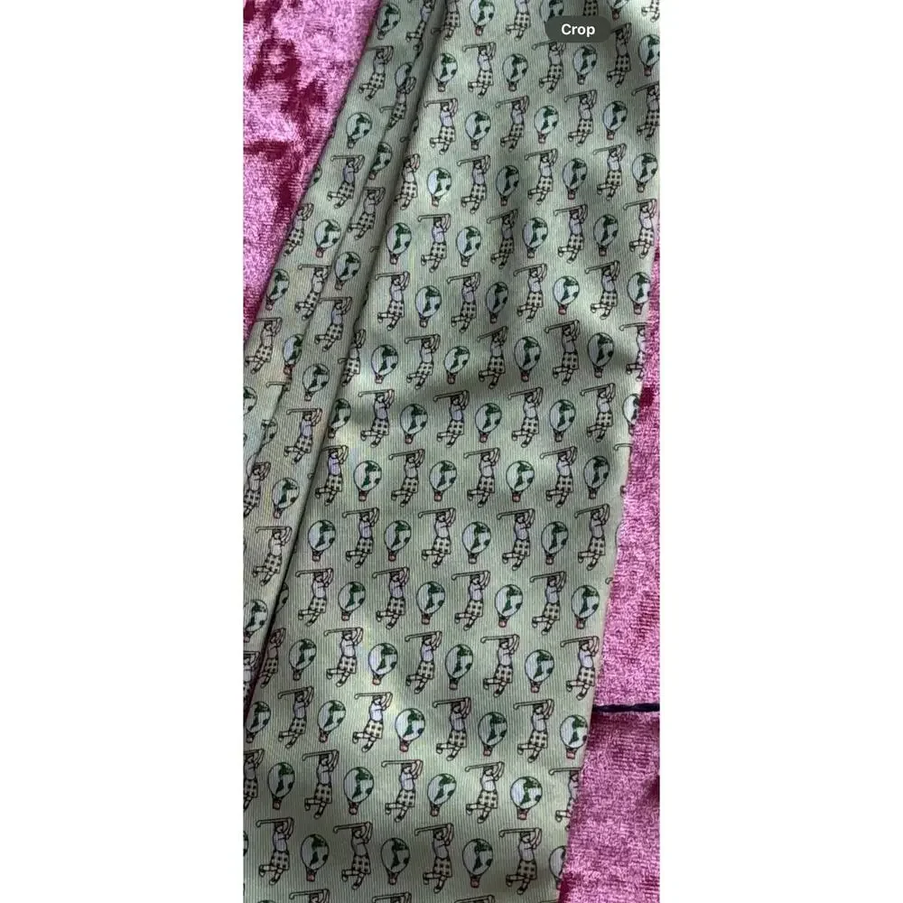 NWT Vineyard Vines Men's Tie Necktie Golf Print Globe World Green 100% Silk